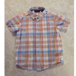Janie and Jack Plaid Short Sleeve Button-Up Shirt Boys Size 4 Spring Top